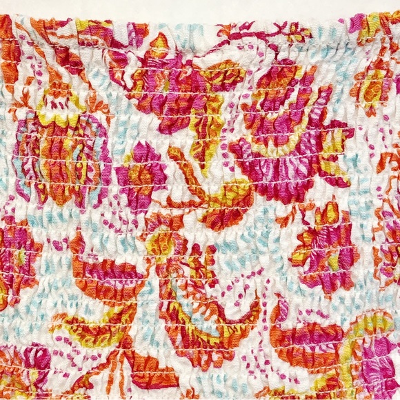 Midnight Sky Colorful Floral Paisley Linen Blend Crop Top - Picture 16 of 16